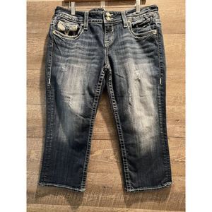 Vigoss The Chelsea Rhinestone Capri Distressed Jeans Size 11/12